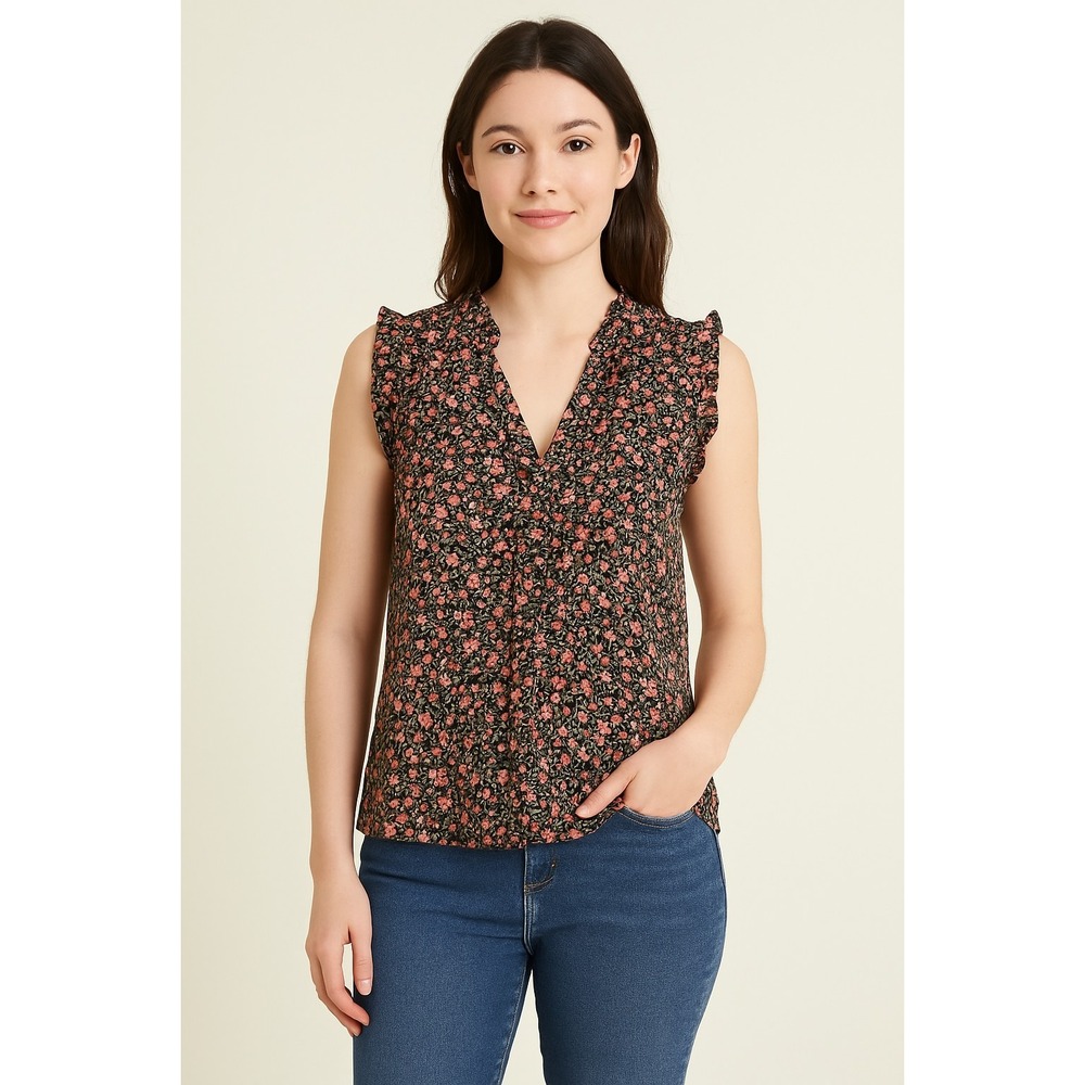BB Dakota Steve Madden Womens‎ Black Ditsy Floral Top Romantic Boho NWT